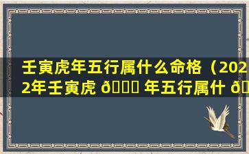 壬寅虎年五行属什么命格（2022年壬寅虎 💐 年五行属什 🦋 么）